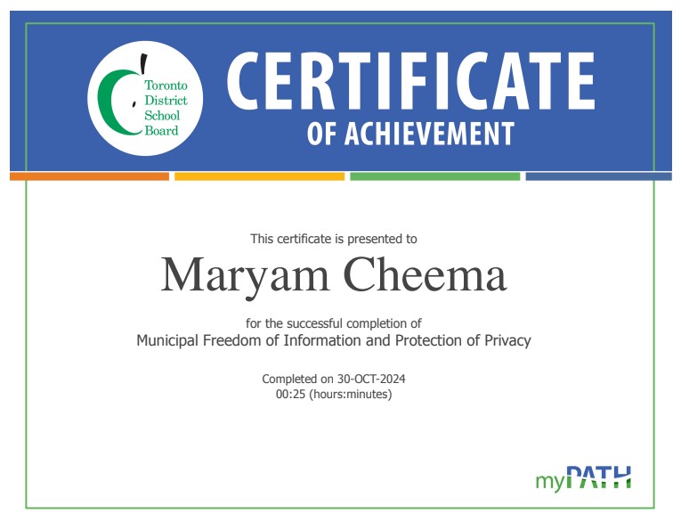 Municipal Freedom of Information and Protection of Privacy